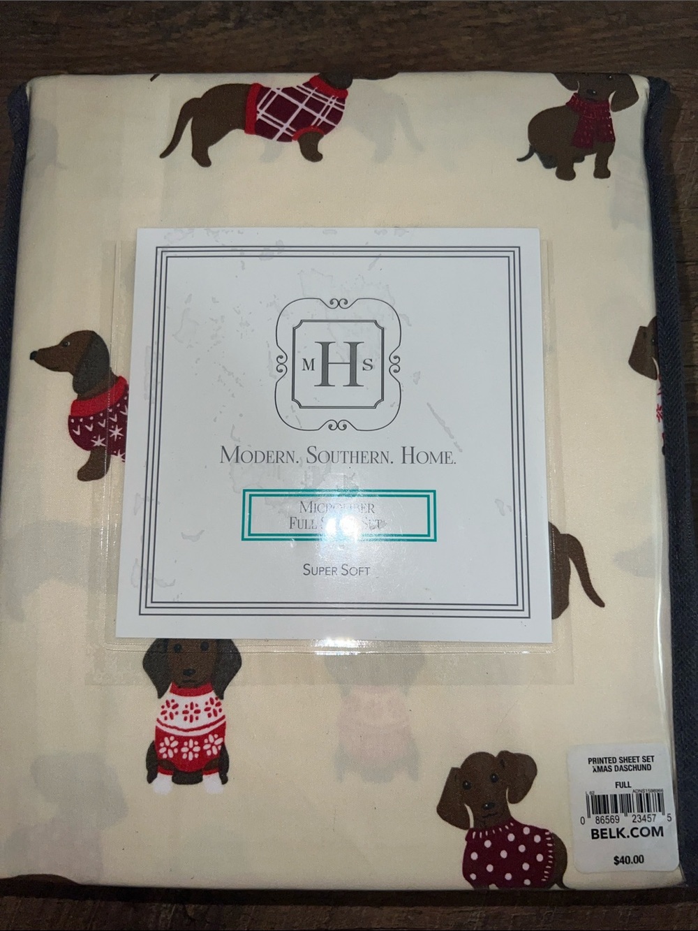Modern Southern Home Cream Dachshund Sheet Set — Full Size